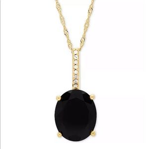 Macy’s black onyx diamond 18" Pendant In 14k Gold